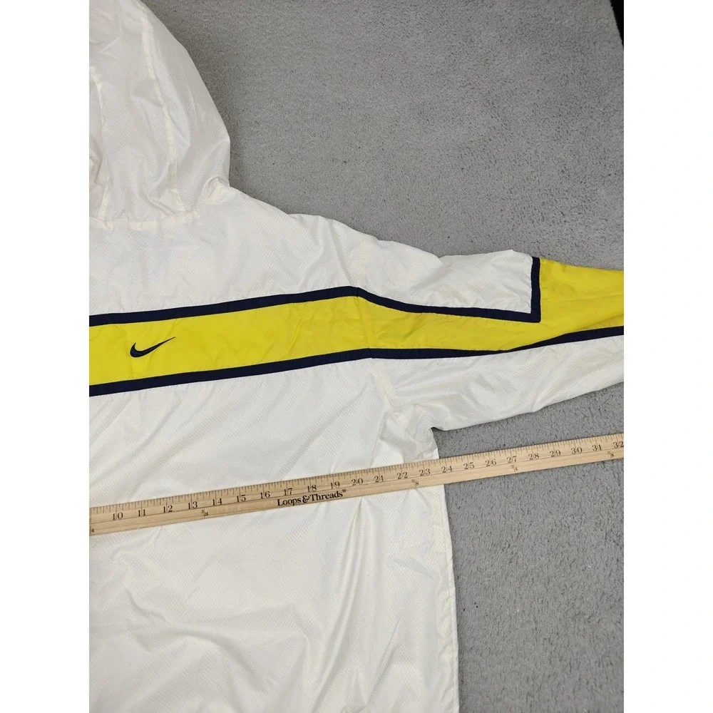 Vintage Nike Windbreaker‎ Jacket Youth Large 12-14 White Yellow Hooded Zip